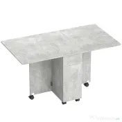 HOMCOM Masă de Luat Masa Pliabilă, Masă de Bucătărie cu Blaturi Rabatabile și Roți cu Frâne pentru 6 Persoane, Birou Compact cu 2 Sertare, 2 Uși și Dulap, pentru Living, 140x76x74î cm, Gri Ciment | Aosom Romania 