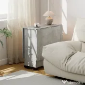 HOMCOM Masă de Luat Masa Pliabilă, Masă de Bucătărie cu Blaturi Rabatabile și Roți cu Frâne pentru 6 Persoane, Birou Compact cu 2 Sertare, 2 Uși și Dulap, pentru Living, 140x76x74î cm, Gri Ciment | Aosom Romania 
