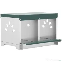 PawHut Cuib pentru Găini Ouătoare din Oțel cu 2 Compartimente, Bază Ridicată, Acoperiș și Orificii de Ventilare, Argintiu | Aosom Romania