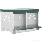 PawHut Cuib pentru Găini Ouătoare din Oțel cu 2 Compartimente, Bază Ridicată, Acoperiș și Orificii de Ventilare, Argintiu