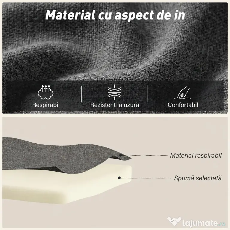 HOMCOM Fotoliu Pat Single 3 în 1 din Material Textil Tip In și Lemn cu Spătar Reclinabil, Pernă, Buzunare, Gri | Aosom Romania
