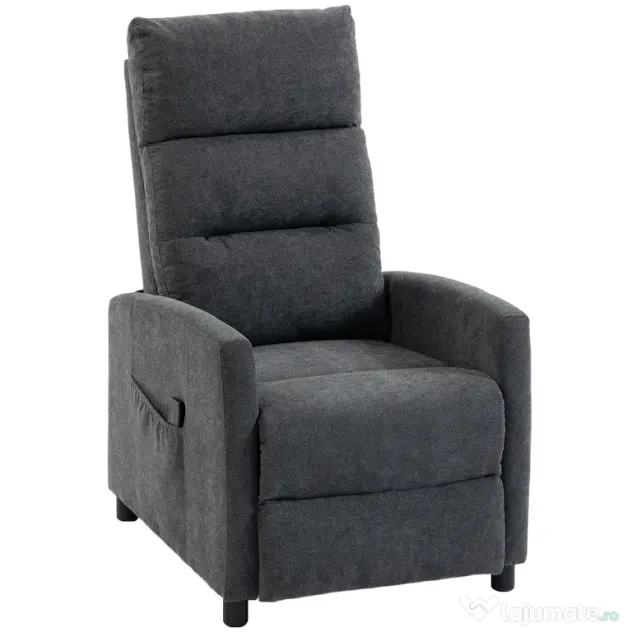 HOMCOM Fotoliu Reclinabil Manual cu Masaj 160°, Chenille, Suport Picioare, Telecomandă, Buzunare, Gri Închis | Aosom Romania