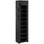 HOMCOM Pantofar 10 Etajere, Cover Antipraf, 20 Perechi, 45 x 30 x 175 cm, Negru