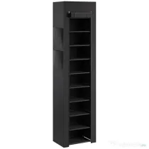 HOMCOM Pantofar 10 Etajere, Cover Antipraf, 20 Perechi, 45 x 30 x 175 cm, Negru