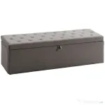 HOMCOM Pouf pentru ședere, suport pentru picioare, scaun, bancă mică, dulap pentru depozitare, gri