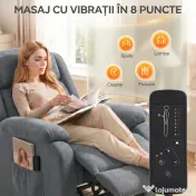 HOMCOM Fotoliu Electric cu Ridicare și Reclinare 135° din Țesătură cu Aspect de In, Suport Picioare, Gri | Aosom Romania
