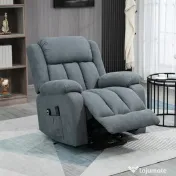 HOMCOM Fotoliu Electric cu Ridicare și Reclinare 135° din Țesătură cu Aspect de In, Suport Picioare, Gri | Aosom Romania