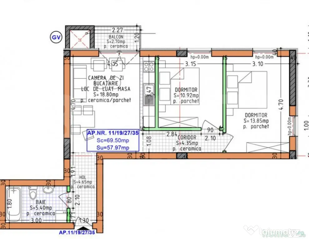 Apartament 3 camere, 57.97 mp, zona Calea Moldovei - Bistrita (Bistrita-Nasaud)