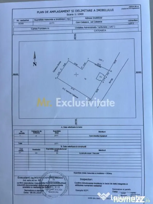 Teren intravilan 2171 mp Cateasca Arges, deschidere 49 ml - Cateasca (Arges)
