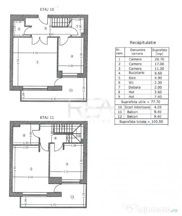 3 camere duplex Tei, centrală, parcare, an 2009, 97 mp, box