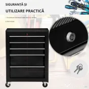 HOMCOM carucior scule pentru atelier, 61.5x33x85cm negru 
