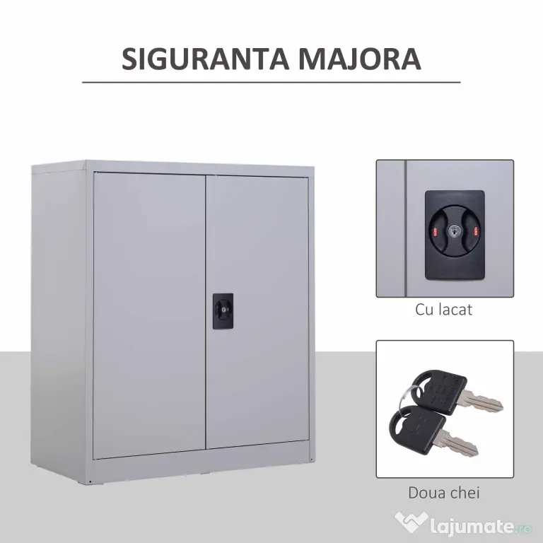 Vinsetto Dulapior Documente – Otel Gri 80×40×92,5 cm cu inchidere