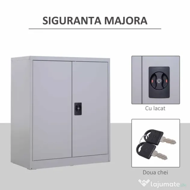 Vinsetto Dulapior Documente – Otel Gri 80×40×92,5 cm cu inchidere
