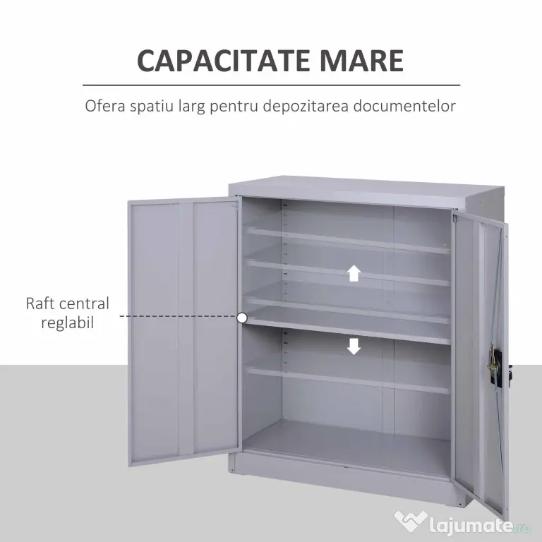 Vinsetto Dulapior Documente – Otel Gri 80×40×92,5 cm cu inchidere