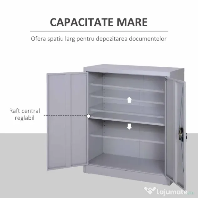 Vinsetto Dulapior Documente – Otel Gri 80×40×92,5 cm cu inchidere