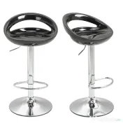HOMCOM set 2 scaune de bar, plastic ABS, negru 