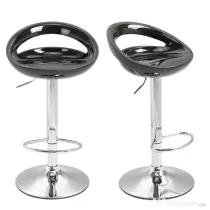 HOMCOM set 2 scaune de bar, plastic ABS, negru