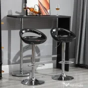 HOMCOM set 2 scaune de bar, plastic ABS, negru 