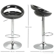 HOMCOM set 2 scaune de bar, plastic ABS, negru 