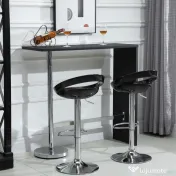 HOMCOM set 2 scaune de bar, plastic ABS, negru 