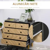HOMCOM Noptiera din Lemn cu 5 Sertare, Picioare Ridicate din Pin, Gri Inchis 
