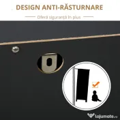 HOMCOM Noptiera din Lemn cu 5 Sertare, Picioare Ridicate din Pin, Gri Inchis 