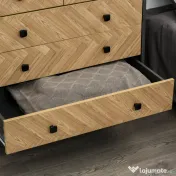 HOMCOM Noptiera din Lemn cu 5 Sertare, Picioare Ridicate din Pin, Gri Inchis 