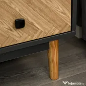 HOMCOM Noptiera din Lemn cu 5 Sertare, Picioare Ridicate din Pin, Gri Inchis 