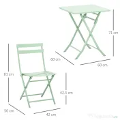 Outsunny Set Masa si Scaune de Gradina Pliabile din Metal Verde 