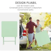 Outsunny Set Masa si Scaune de Gradina Pliabile din Metal Verde 