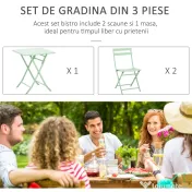 Outsunny Set Masa si Scaune de Gradina Pliabile din Metal Verde 