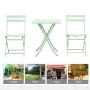 Outsunny Set Masa si Scaune de Gradina Pliabile din Metal Verde 