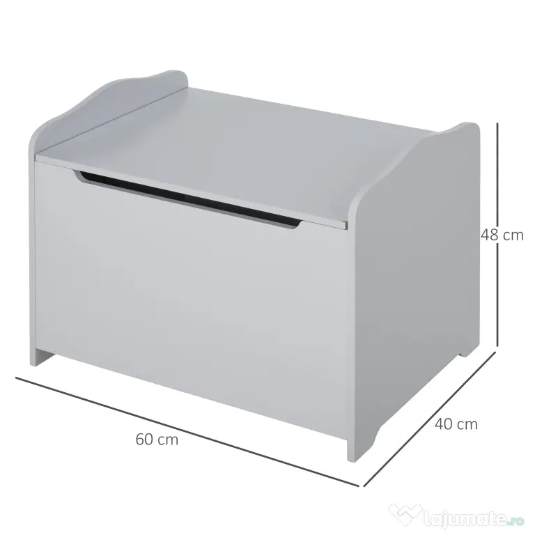 HOMCOM cufar din lemn, cu capac, 60x40x48cm, gri