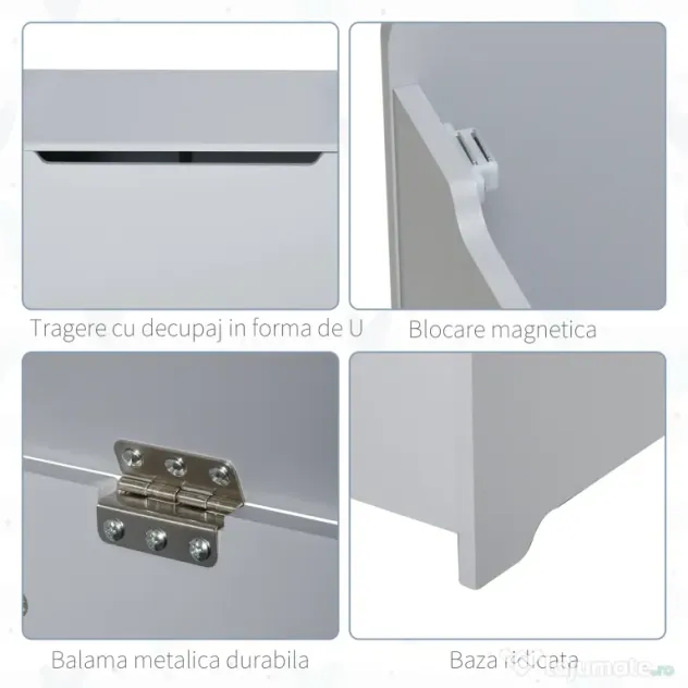 HOMCOM cufar din lemn, cu capac, 60x40x48cm, gri