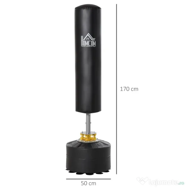 HOMCOM Sac Boxe de la Sol Autoportant, Sac pentru Box cu Bază Umplută cu Apă și Nisip, Negru