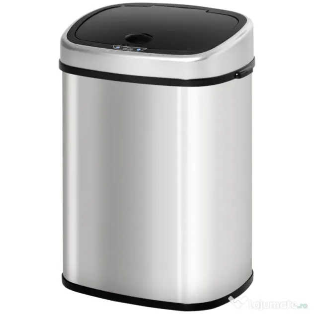 HOMCOM Cos Gunoi Inox – 58 L, Cu Senzor pentru Deschidere Automata