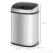HOMCOM Cos Gunoi Inox – 58 L, Cu Senzor pentru Deschidere Automata 
