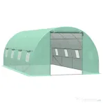 Outsunny Seră Tip Tunel pentru Plante, Cadru Metalic și 12 Ferestre, 6x3x2m, Verde