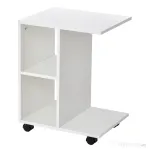 HOMCOM Masa Living cu 2 rafturi deschise si 4 roti pivotante, MDF, 45x35x58cm, alb