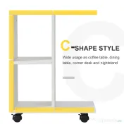 HOMCOM Masa Living cu 2 rafturi deschise si 4 roti pivotante, MDF, 45x35x58cm, alb 