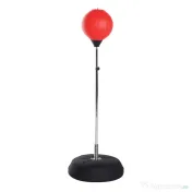 HOMCOM Sac de Box de Podea cu Înălțime Reglabilă, Mănuși de Box și Bază Umplută, 43x43x126-144 cm, Roșu 