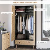 Homcom Dulap Lemn Gri inchis – 2 Usi, Compartimente si Sertare