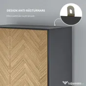 Homcom Dulap Lemn Gri inchis – 2 Usi, Compartimente si Sertare
