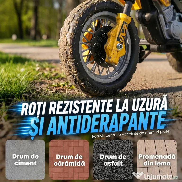Homcom Moto Cross Electric Copii – Galben cu Rotite Laterale