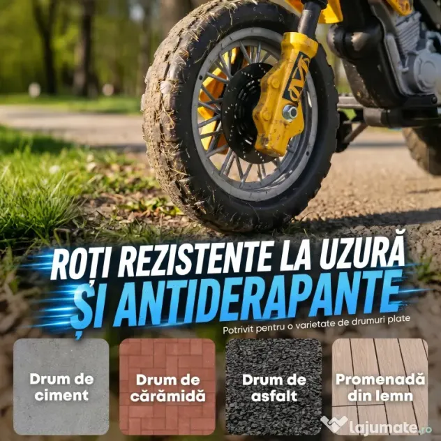 Homcom Moto Cross Electric Copii – Galben cu Rotite Laterale