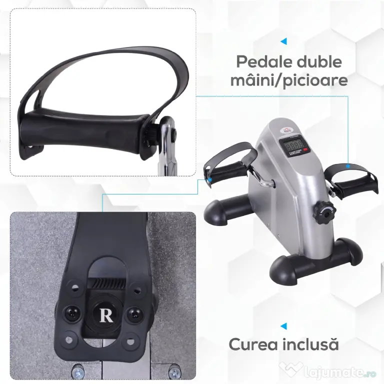 HOMCOM Bicicletă de Exerciții Compactă cu Rezistență Reglabilă și Ecran LCD pentru Antrenament la Domiciliu