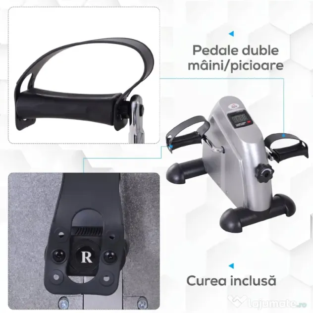 HOMCOM Bicicletă de Exerciții Compactă cu Rezistență Reglabilă și Ecran LCD pentru Antrenament la Domiciliu