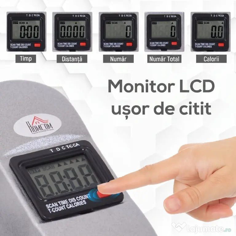 HOMCOM Bicicletă de Exerciții Compactă cu Rezistență Reglabilă și Ecran LCD pentru Antrenament la Domiciliu