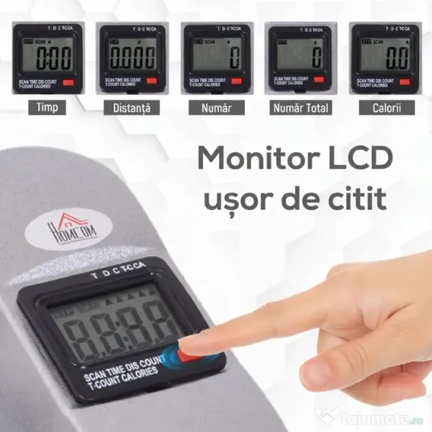 HOMCOM Bicicletă de Exerciții Compactă cu Rezistență Reglabilă și Ecran LCD pentru Antrenament la Domiciliu