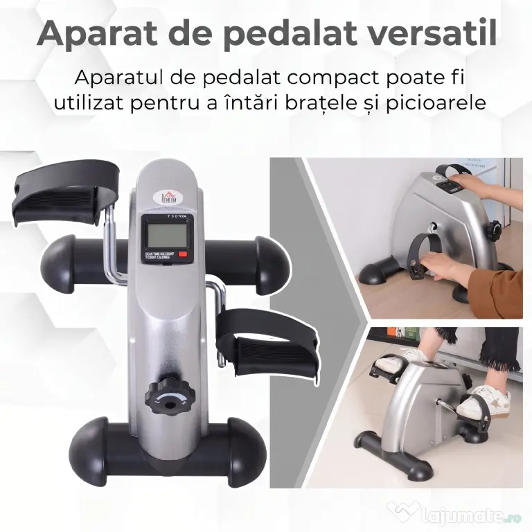 HOMCOM Bicicletă de Exerciții Compactă cu Rezistență Reglabilă și Ecran LCD pentru Antrenament la Domiciliu
